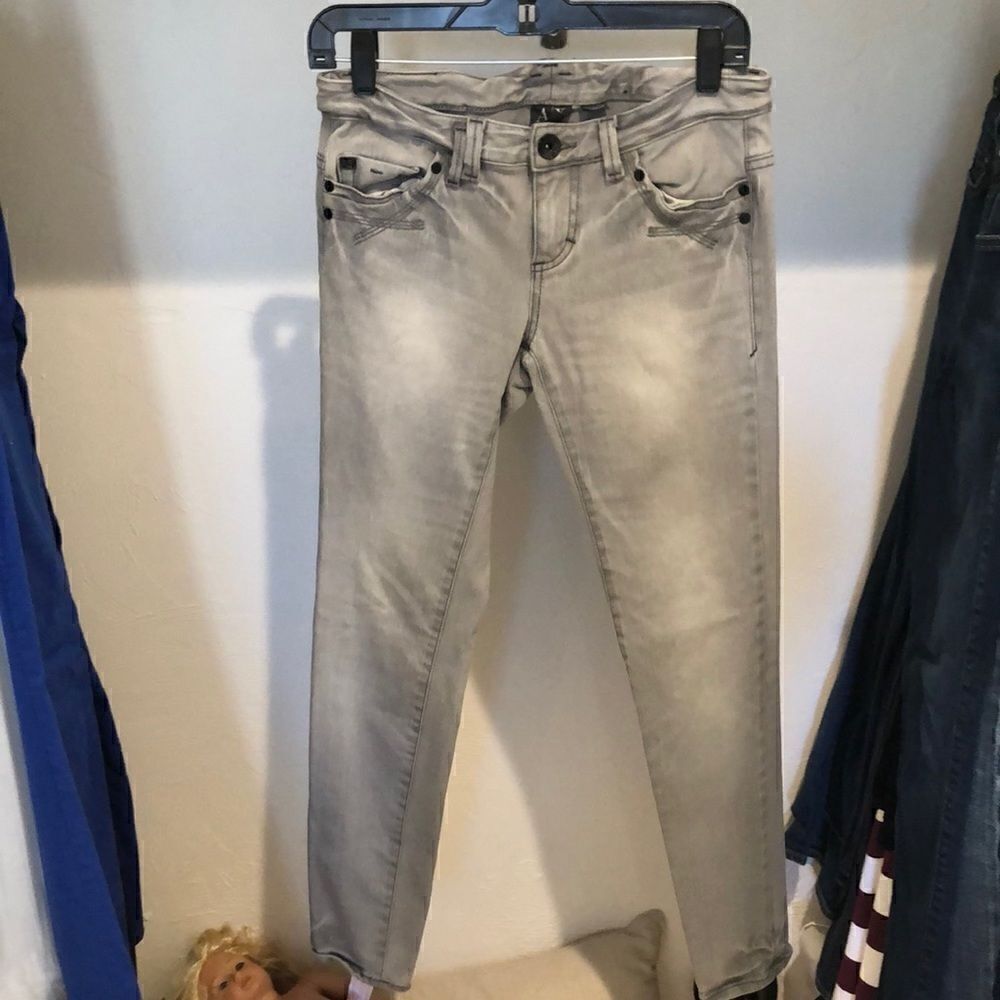Armani Exchange distressed gray stretch denim sz 4